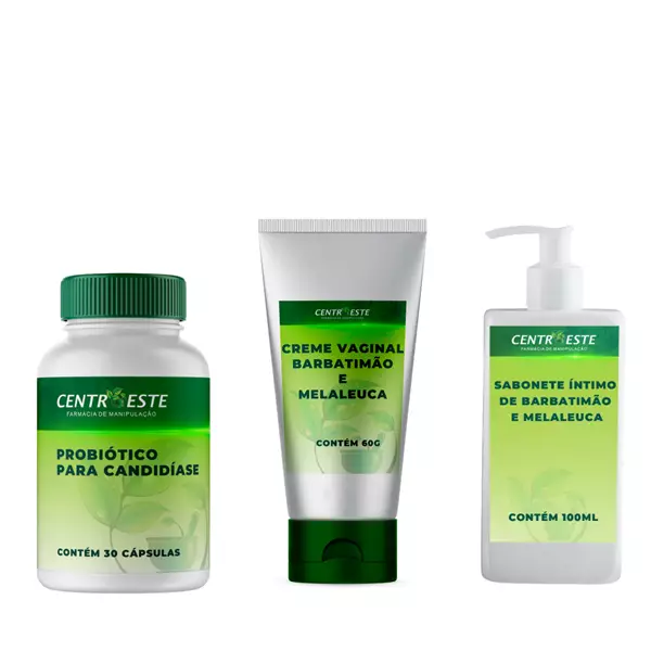 Kit Probiótico para Candidíase + Creme Vaginal + Sabonete Íntimo Kit Probiótico para Candidíase + Creme Vaginal + Sabonete Íntimo