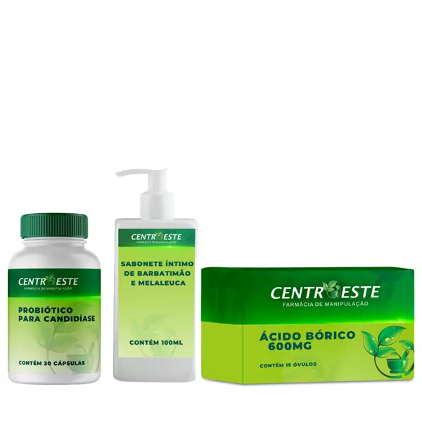 Kit Ácido Bórico Óvulos + Probiótico para Candidíase + Sabonete Íntimo Kit Ácido Bórico Óvulos + Probiótico para Candidíase + Sabonete Íntimo